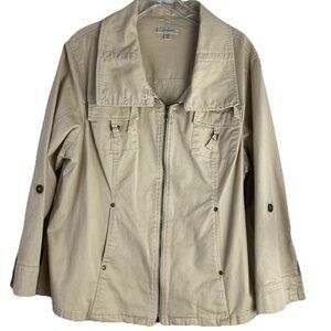 Dressbarn Utility Jacket Women's  With Pockets Cotton Zip Body Elastic 18/20, 1X